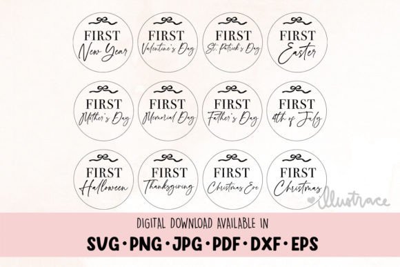 Baby First Holiday Milestone Disc Svg Graphics