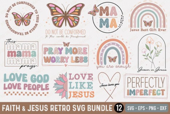Faith Jesus Retro SVG Bundle
