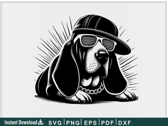 Funny Hip Hop Basset Hound Dog Svg File