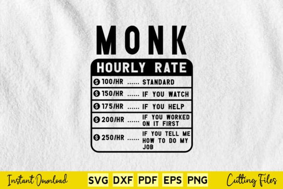 Funny Monk Hourly Rate Svg Graphics