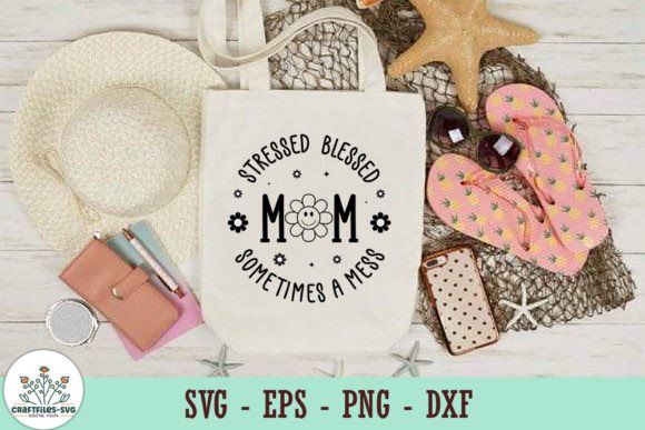 Mom Stressed Blessed - Retro SVG