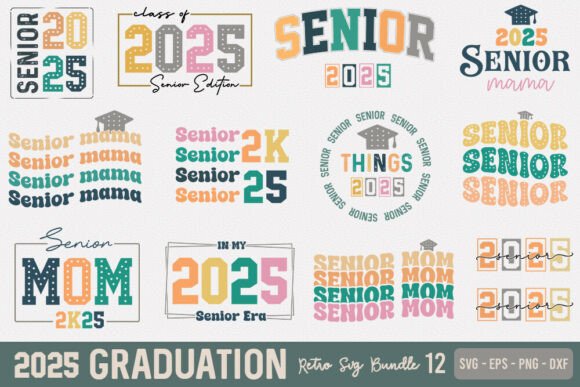 Senior 2025 Retro SVG Bundle